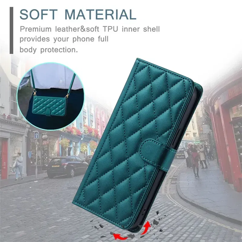 Material: Denim, Color: black - Long lanyard Flip Leather Case for Samsung Galaxy Note 20 Ultra 10 9 8 Plus A10 A20E A30 A50 A70 A51 A71 A21S Wallet Card Cover