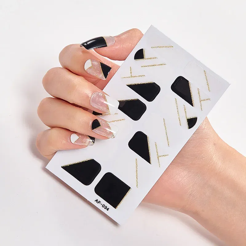 Color: Dark Grey - Solid Colors And Creative Nail Art Decals Plain Stickers Minimalist Design Self Adhesive Designed Nail Tape Nail Strips