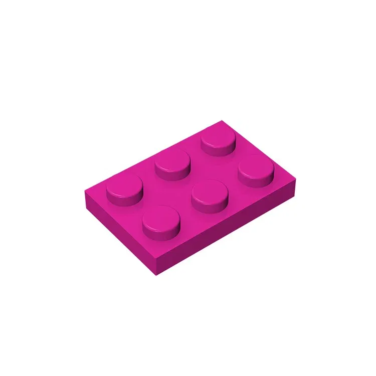 Color: CORAL RED - Educational Assemblage GOBRICKS Plate 2 x 3 compatible with lego 3021 pieces of children's toys building block Particles Plate