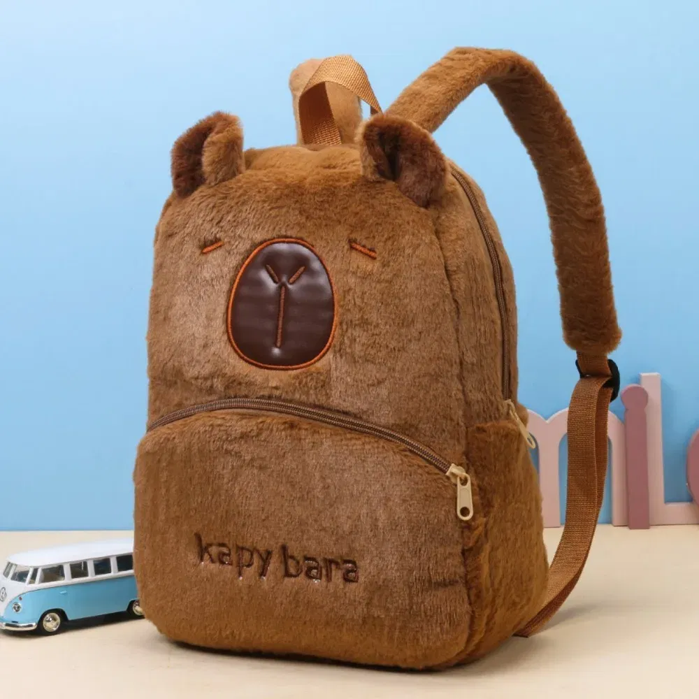 Color: SKY BLUE - Shoulder Bag Capybara Plush Backpack Animals Students School Bag Couple