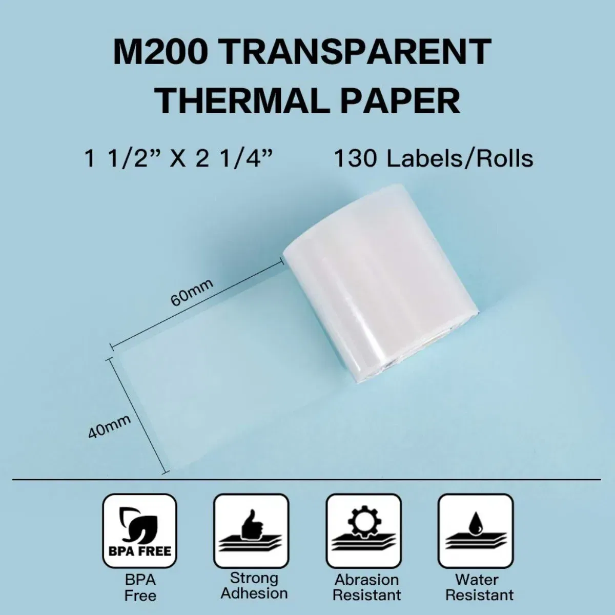Color: pink - Original M110 M220 Clear Thermal Labels -1.57"x2.36" (40x60mm) Transparent Waterproof Label Refills Compatible with Phomemo M110