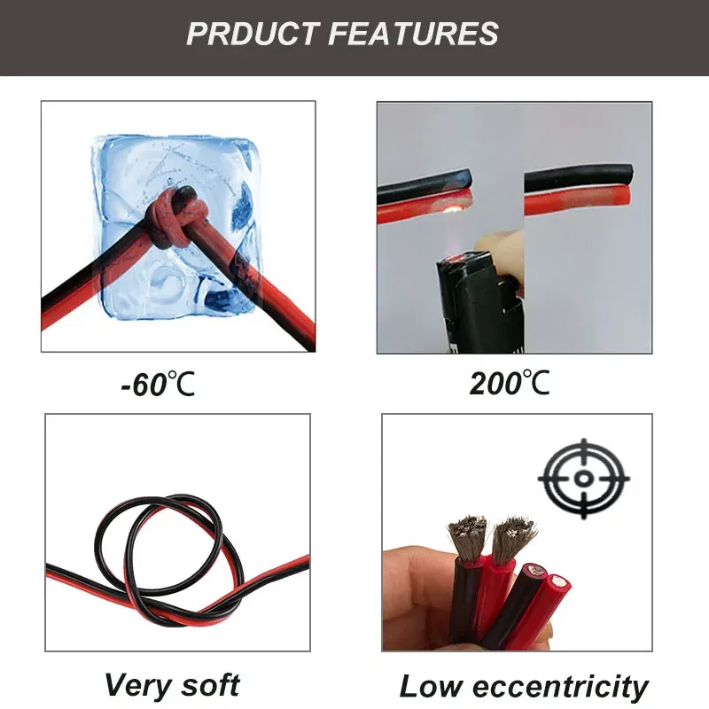 Color: WHITE, Specification: 10 AWG, Length: 30M - Super Soft 2 Pin Red and Black Silicone Cable 28awg 26awg 24 22 20 18 16 14 12awg 10awg 8awg High Temperature Tinned Copper Wire