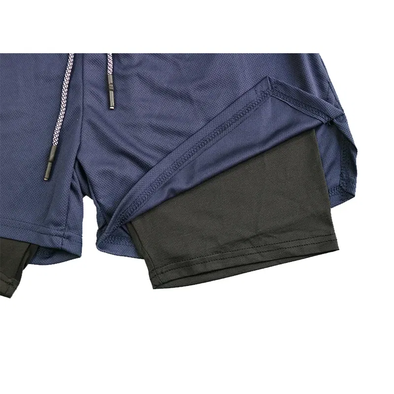 Color: Khaki, Size: M - Men's Double Layer Fitness Shorts Drawstring Mesh Lining Elastic Waist Breathable Quick Dry to Beach Pool Summer Male
