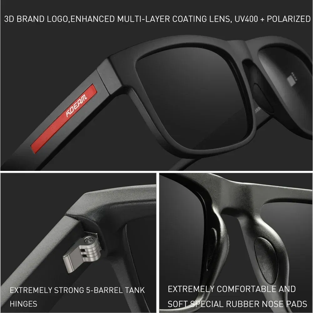 Lenses Color: PURPLE, Frame Color: black - 2024 KDEAM New Polarized Sunglasses For Men Women UV400 Protection Lens Driving Fishing Eyewear