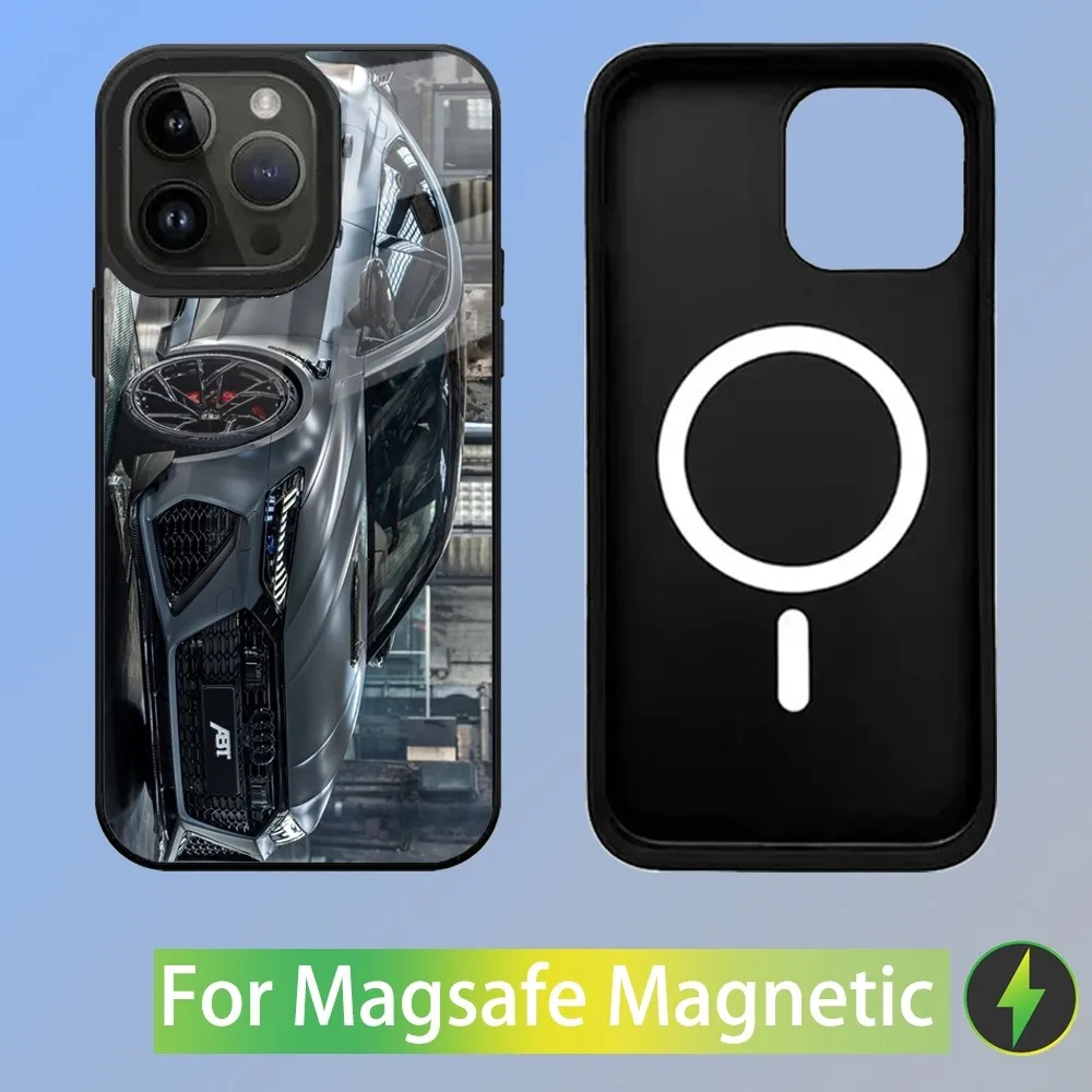 Color: black, Material: Microfiber - R-S 6 7 sport car Phone Case For iPhone 16,15,14,13,12,11,Plus,Pro,Max Mini A-AudiS-S Magsafe Magnetic Wireless Charging