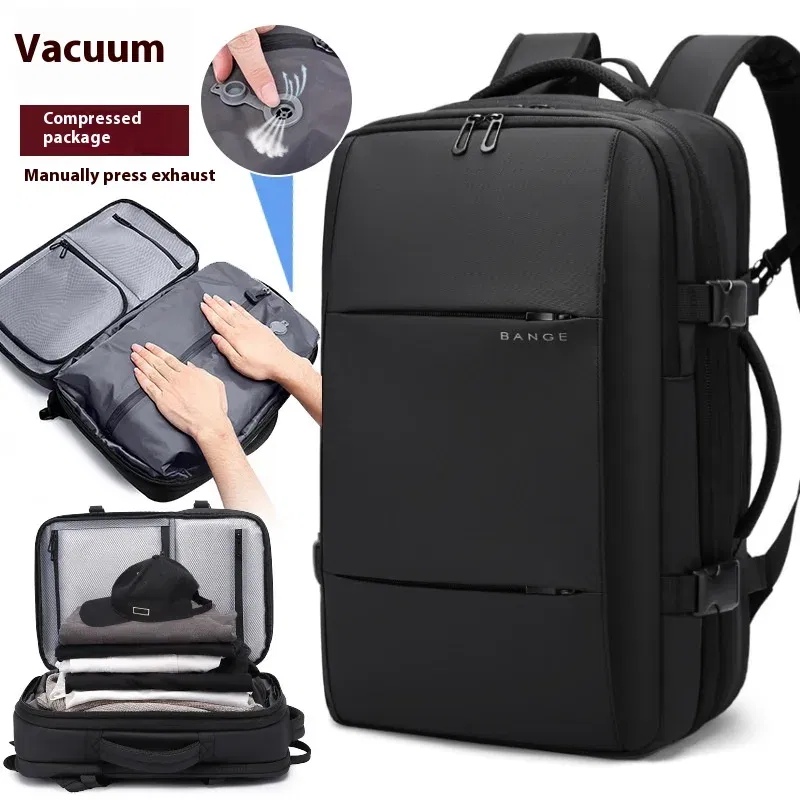 Color: Gold - Bange Travel Men 15.6 inch Laptop Backpack vacuum compression Backpack Business school Backpack expandable outdoor backpack