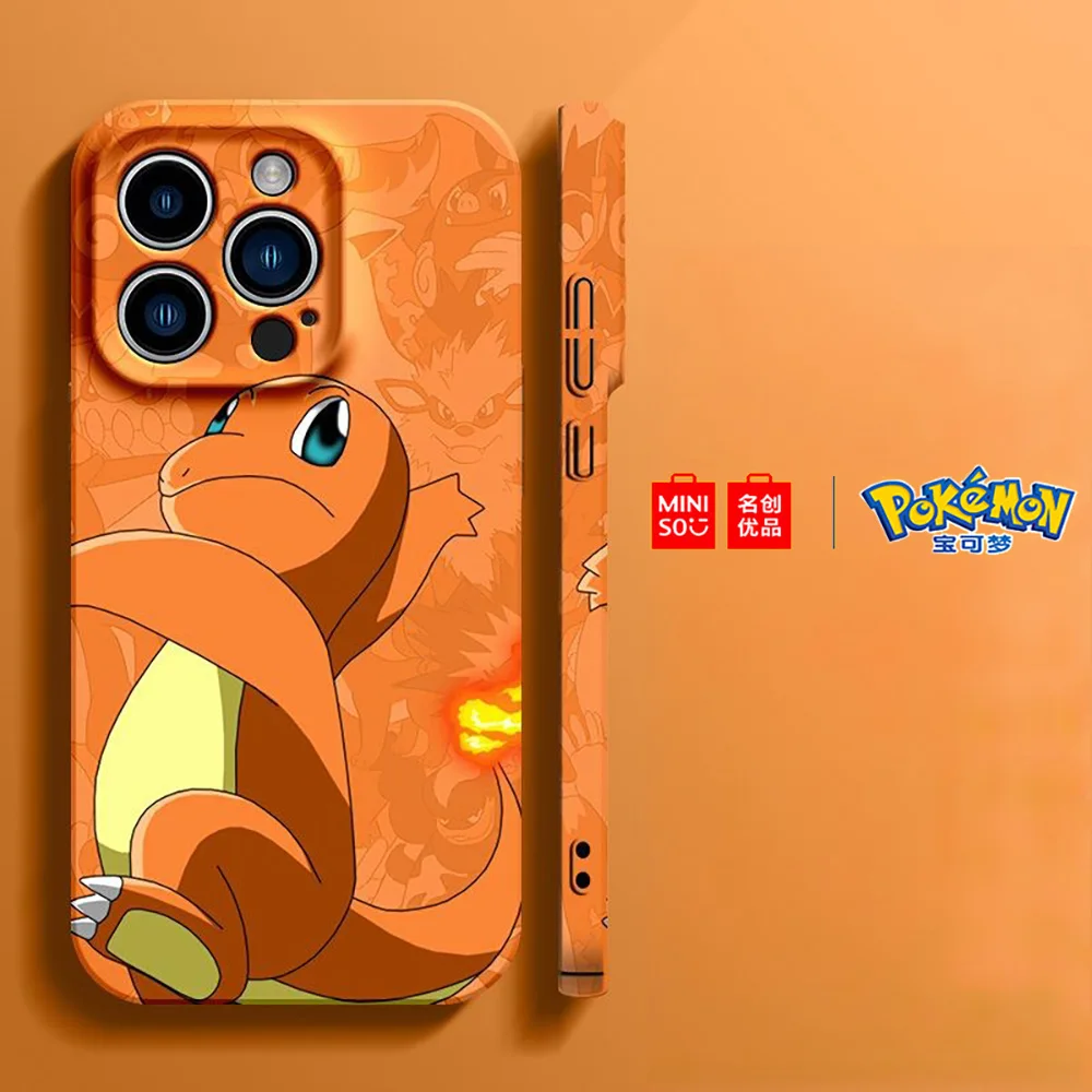 Color: Gold, Material: Vinyl - Miniso Pokemon Collaboration Pikachu Gengar Phone Case For iPhone 15 14 13 11 12 16 Pro Max Plus X XR Girl Silicone Phone Case