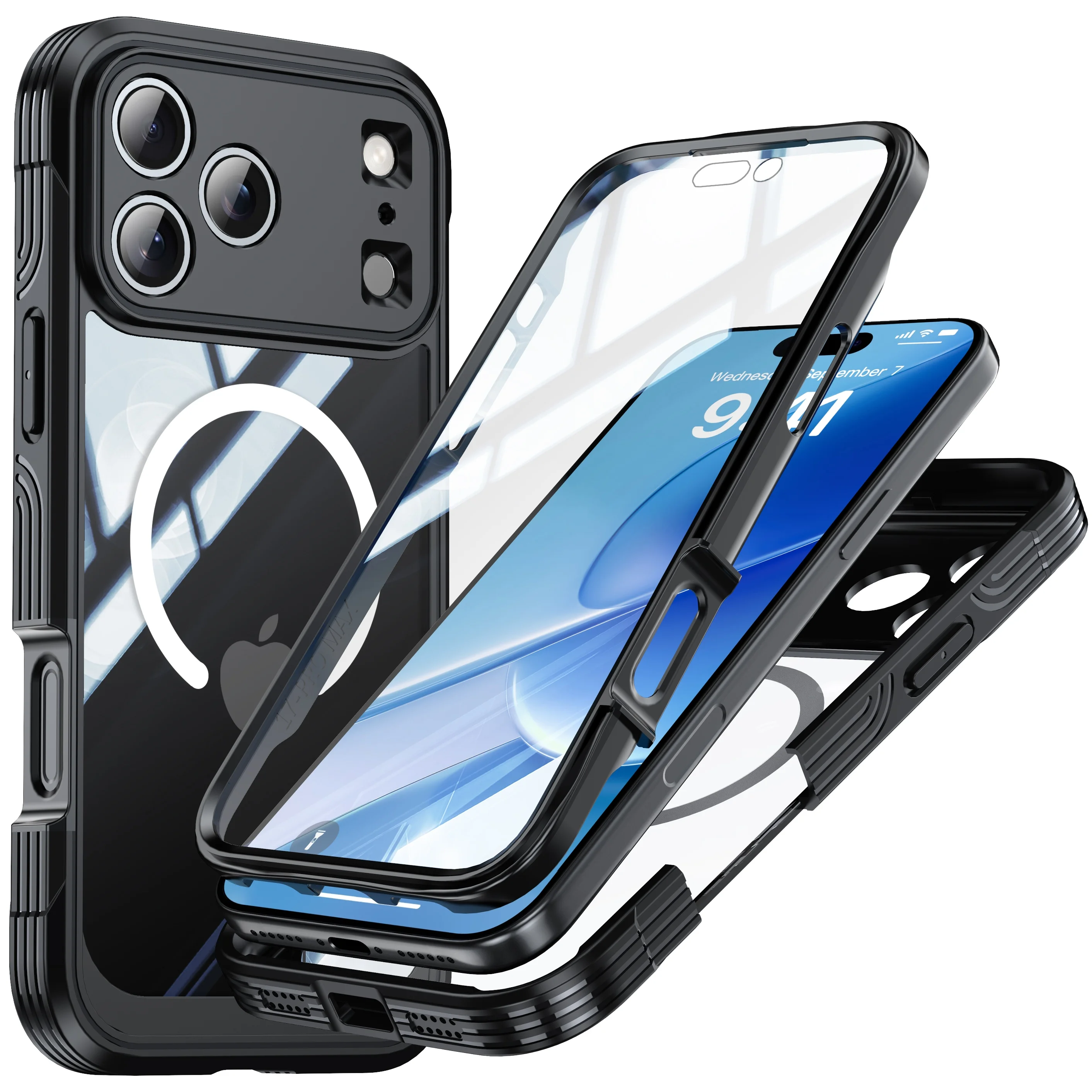 Color: Pink, Compatibility by Model: iPhone17 Pro Max - Shellbox-For iPhone17promax/17Air phone case, drop-resistant, ultra-thin transparent magnetic, scratch-resistant and wear-resist