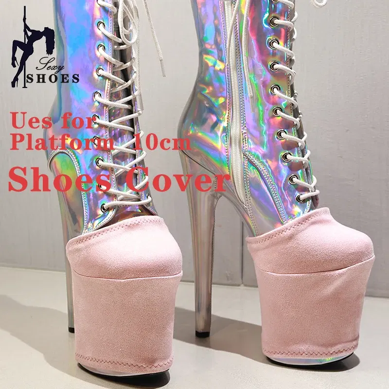 Color: WHITE, Size: XL - Suede Shoes Cover Steel Pole Dance Training Specific Protective Cover 10CM Platform Anti Slip Wear-resistant Boots Protective