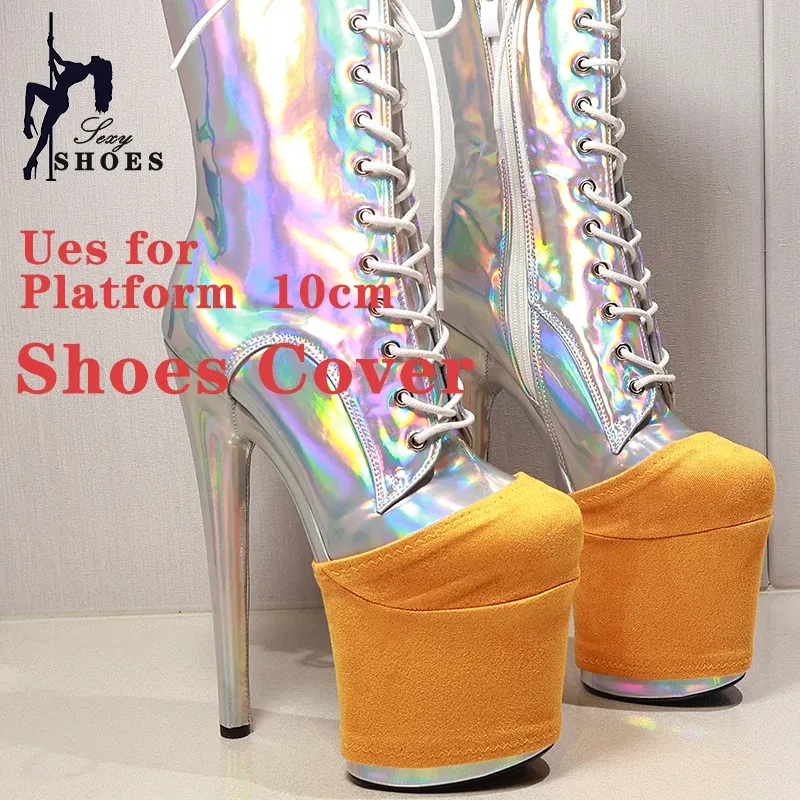 Color: WHITE, Size: XL - Suede Shoes Cover Steel Pole Dance Training Specific Protective Cover 10CM Platform Anti Slip Wear-resistant Boots Protective