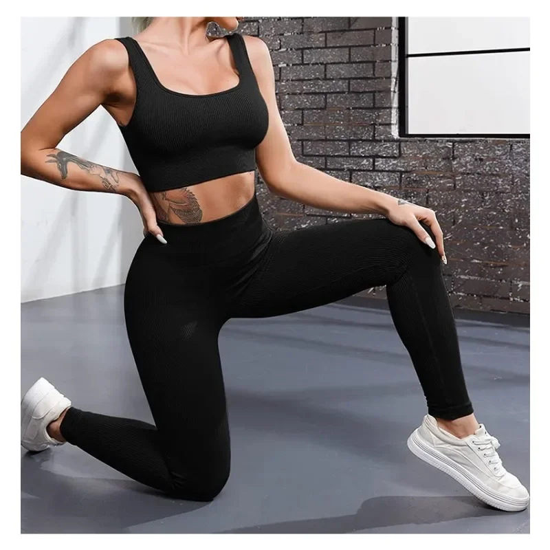 Color: Pink, Size: S - Seamless Knit Yoga Leggings Women Thread Solid Tights Gym Workout Running Stretchy High Waist Hip Liftting Skinny Gym Leggings