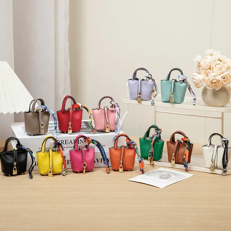 Color: WHITE - Mini Bag Pendant Keychain Hanging Accessory Zero Wallet Creative Portable Bracelet Bluetooth Earphone Bag Multifunctional