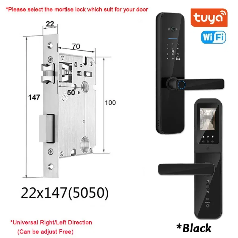Color: green, Ships From: CHINA - New! Tuya Wifi Digital Electronic Smart Door Lock With Biometric Camera Fingerprint Smart Card Password Key Unlock