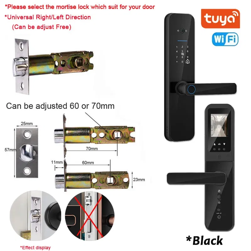 Color: green, Ships From: CHINA - New! Tuya Wifi Digital Electronic Smart Door Lock With Biometric Camera Fingerprint Smart Card Password Key Unlock