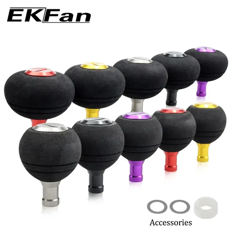 Color: PURPLE - EKfan 40/50MM EVA Knobs Fishing Reel Handle For SHI&DAI Spining Baitcast 1000-5000