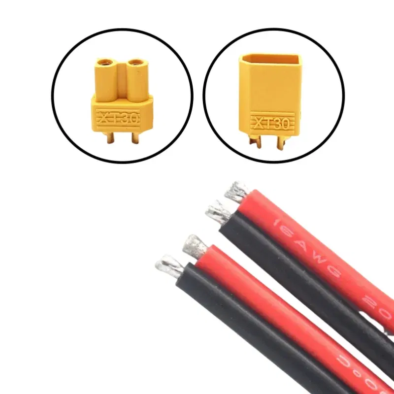 Color: WHITE - XT30 Pigtail Plug Male and Female Connector with 100mm 16AWG Tinned Wire Cable for RC Fixed wing Lipo Battery FPV Drone charger