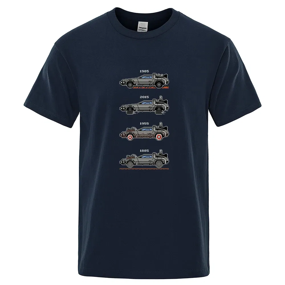 Color: black, Size: L - Retro Style Back To The Future Print Funny Tshirts Men Women Cotton T-Shirts Oversized Loose Tee Clothes Harajuku O-Neck Tops