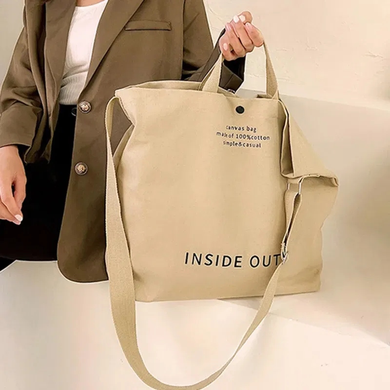Color: black - High Quality Canvas Men and Women Simple Cross-body Bag Wash Canvas Thick Handbag Large Capacity Arts Students Package Satchel