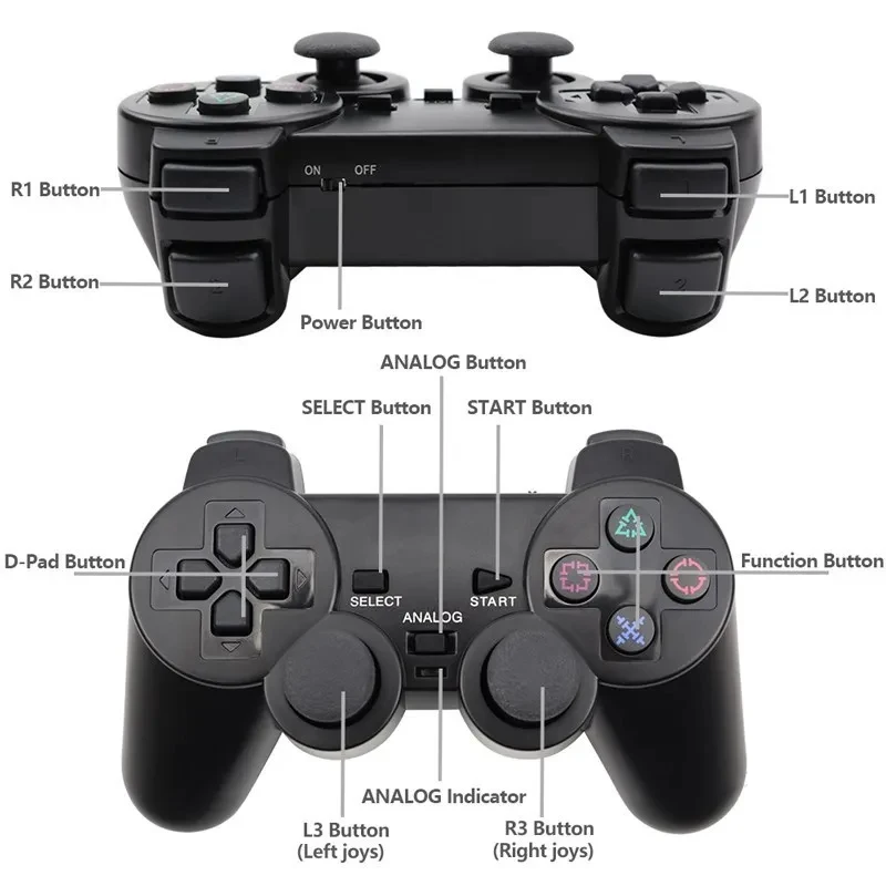 Color: Blue - Wireless Gamepad for Sony PS2 Controller for Playstation 2 Console Joystick 2.4G Double Vibration Shock Joypad USB PC Game