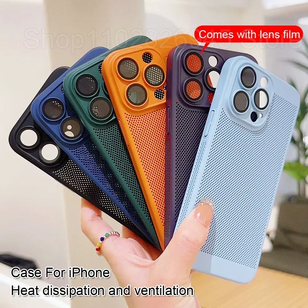 Color: MULTI, Compatible-Phone Models: For iPhone 14 Pro, Ships From: CHINA - Breathable Heat Dissipation Cooling Case For iPhone 16 Pro Max 15 14 13 12 11 PC Hard Back Cover