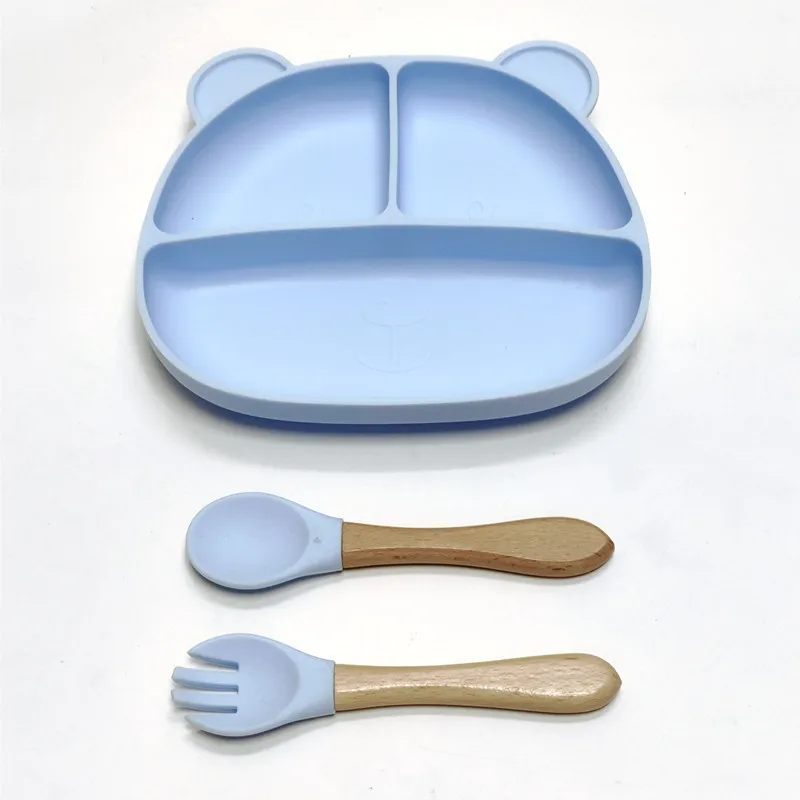 Color: Yellow - Gel dinner plate children eating tableware adsorption on the desktop fruit plate silicone supplement plate
