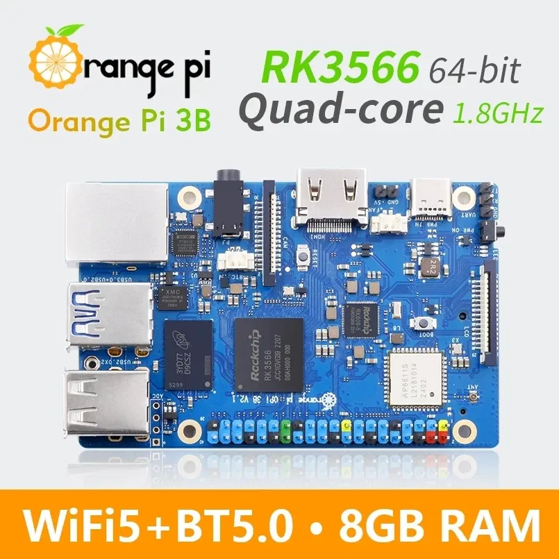 Bundle: Bundle 2, Color: Black - Orange Pi 3B 8GB 4GB 2GB RAM Rockchip RK3566 WiFi5+BT 5.0 Gigabit LAN Port Single Board Run Android Linux OpenHarmony OS Mini PC