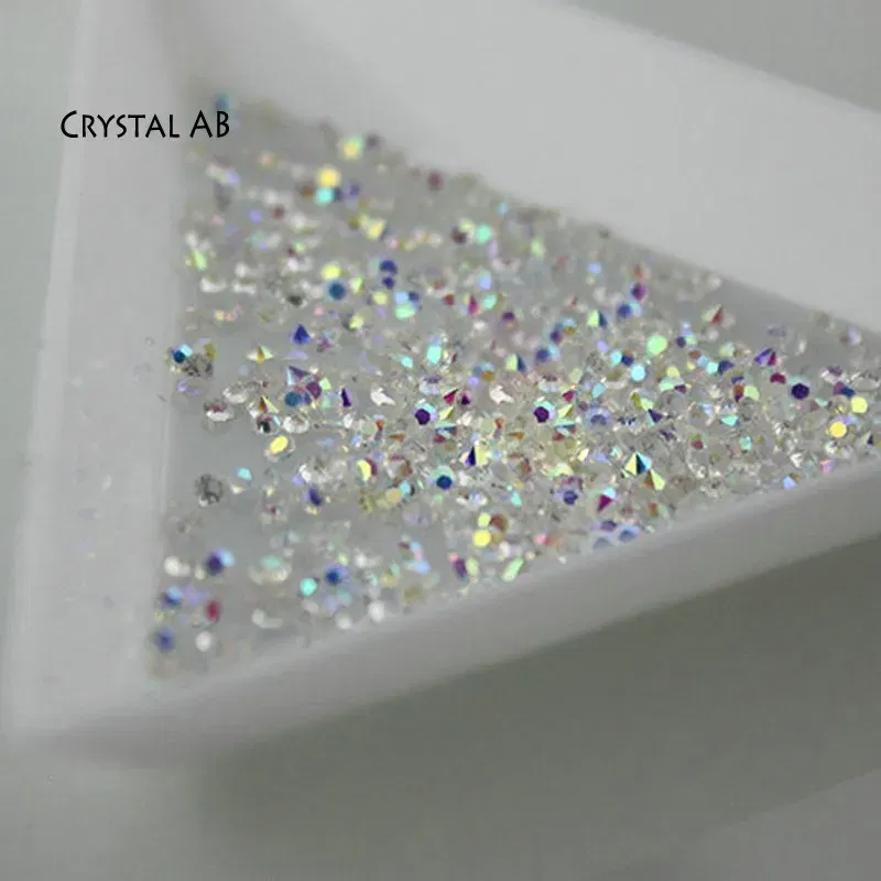 Color: Blue - 1440pcs Shiny Crystal AB Mini Pixie Nail Rhinestones Glitter 3D Micro Diamonds for Nails Art DIY Accessories