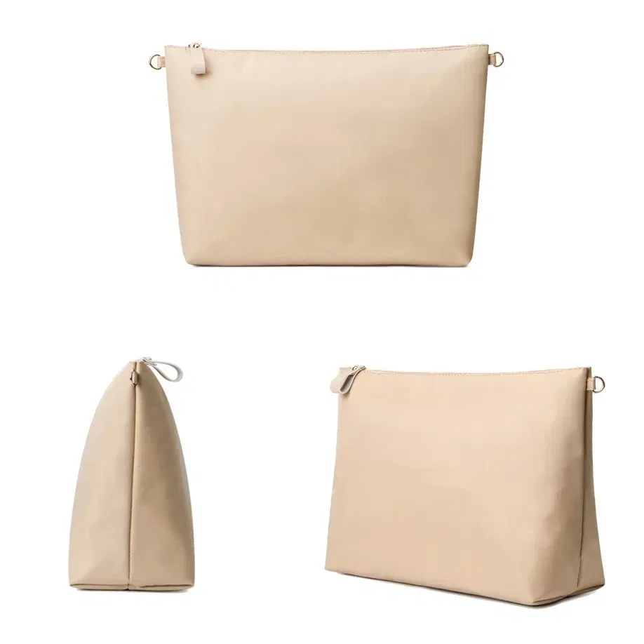 Color: Khaki - Nylon Organizer Insert Bag Women Nylon Travel Insert Travel Makeup Bag Traveling Multi-functional Makeup Insert Bags
