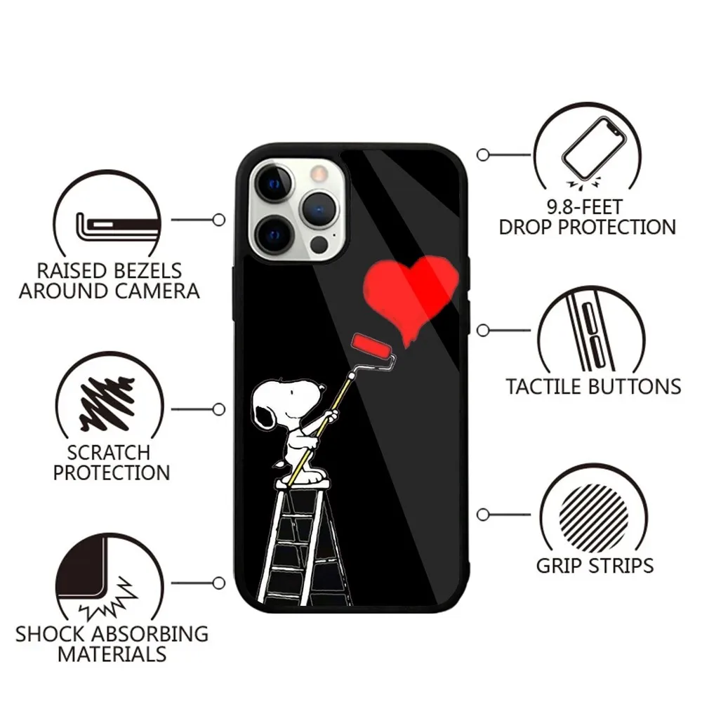 Color: Clear, Material: CANVAS - Anime Cartoon-S-Snoopy-s Phone Case For iPhone 16,15,14,13,12,11,Plus,Pro,Max,Mini Magsafe Magnetic Wireless Charging