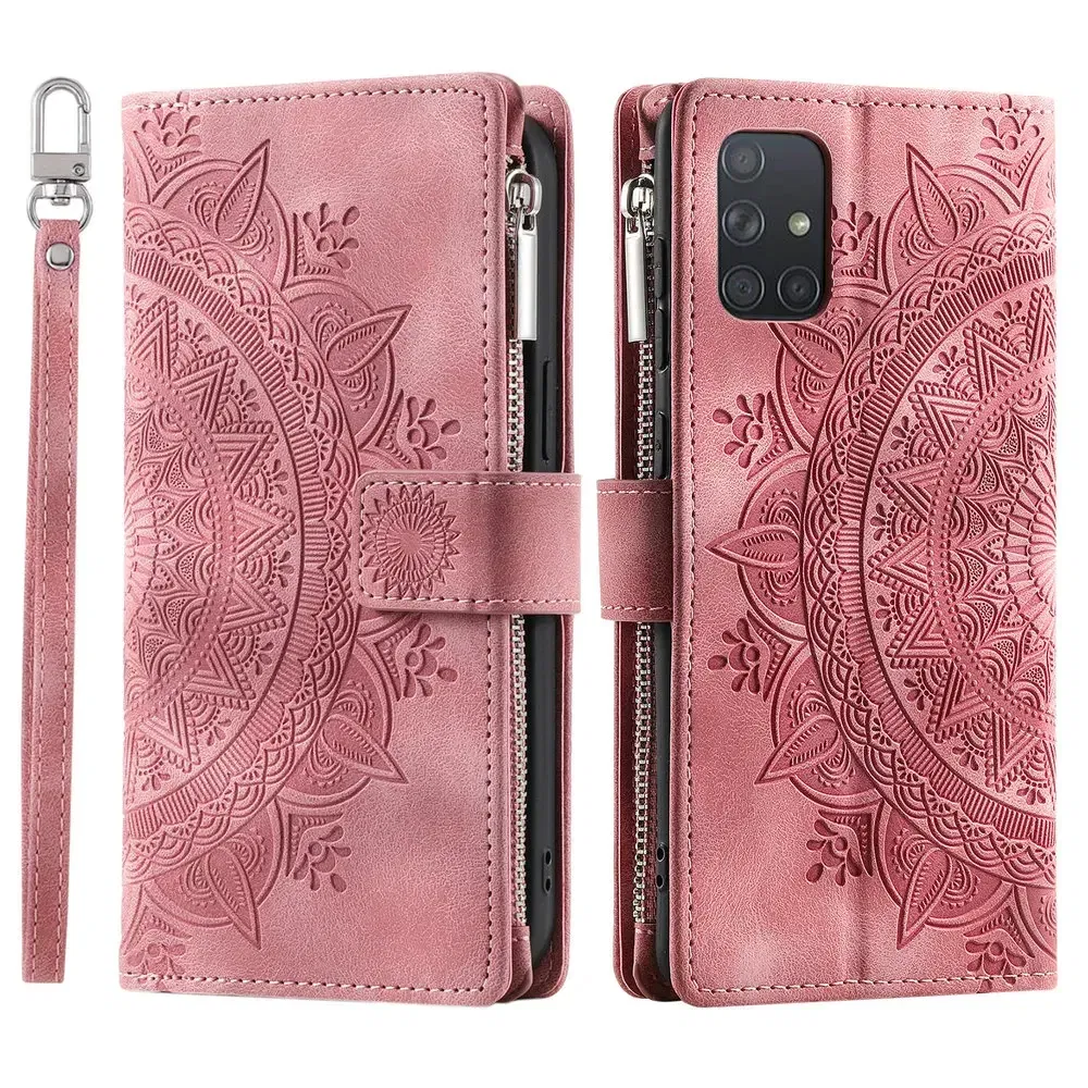 Color: PURPLE, Material: tpu - CrossBody Strap Zipper Wallet Coque for Samsung Galaxy A71 A51 A50 A41 A21S A30 A70 A50S A20 A31 A30S A10 A20E A 51 70 Flip Case