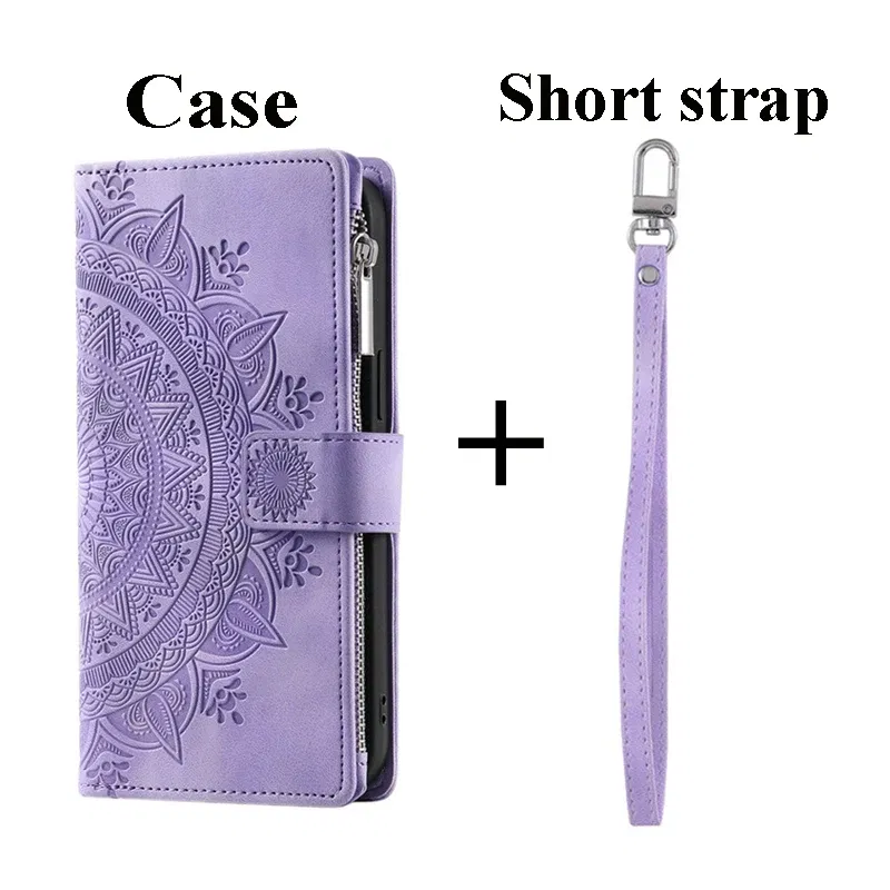 Color: PURPLE, Material: tpu - CrossBody Strap Zipper Wallet Coque for Samsung Galaxy A71 A51 A50 A41 A21S A30 A70 A50S A20 A31 A30S A10 A20E A 51 70 Flip Case