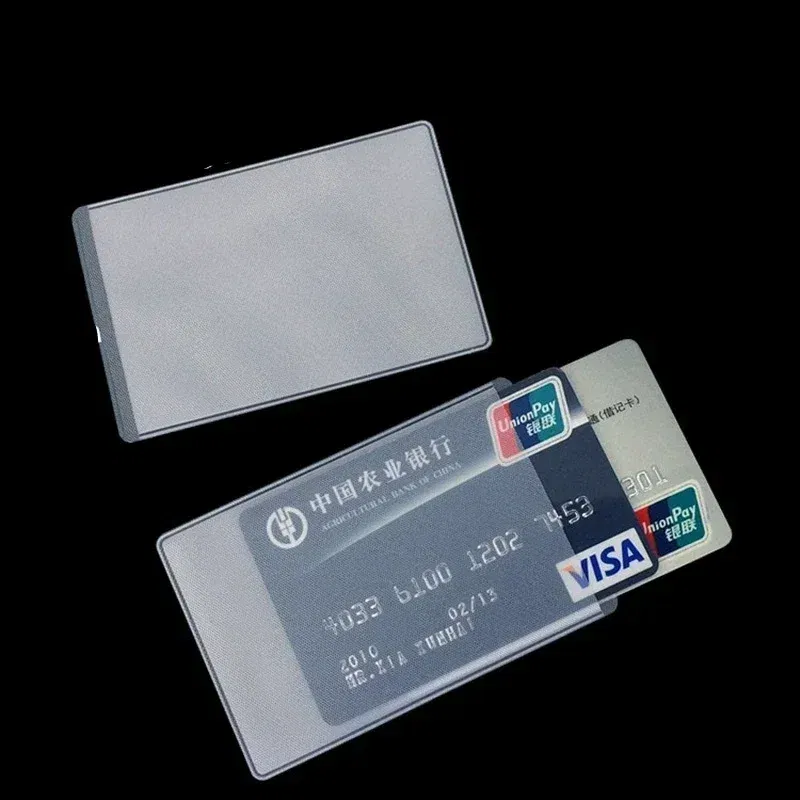 Color: Silver - 10pcs/lot 60*93mm Transparent Card Protector Sleeves ID Card Holder Wallets Purse Business Credit Card Protector Cover Bags
