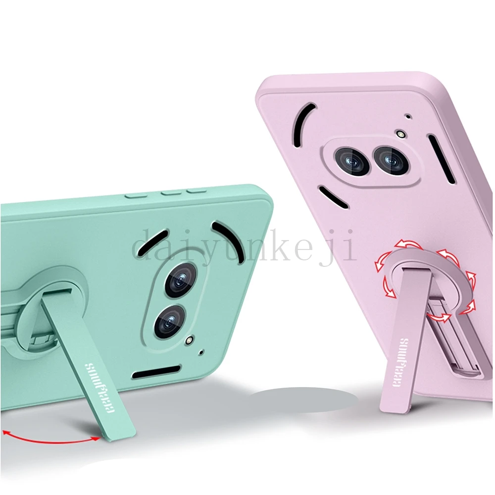 Color: Blue, Material: ABS - Liquid Silicone Case For Nothing Phone 2A Plus 3A Soft Cover Shockproof Protective Phone Case with Holder Screen Film