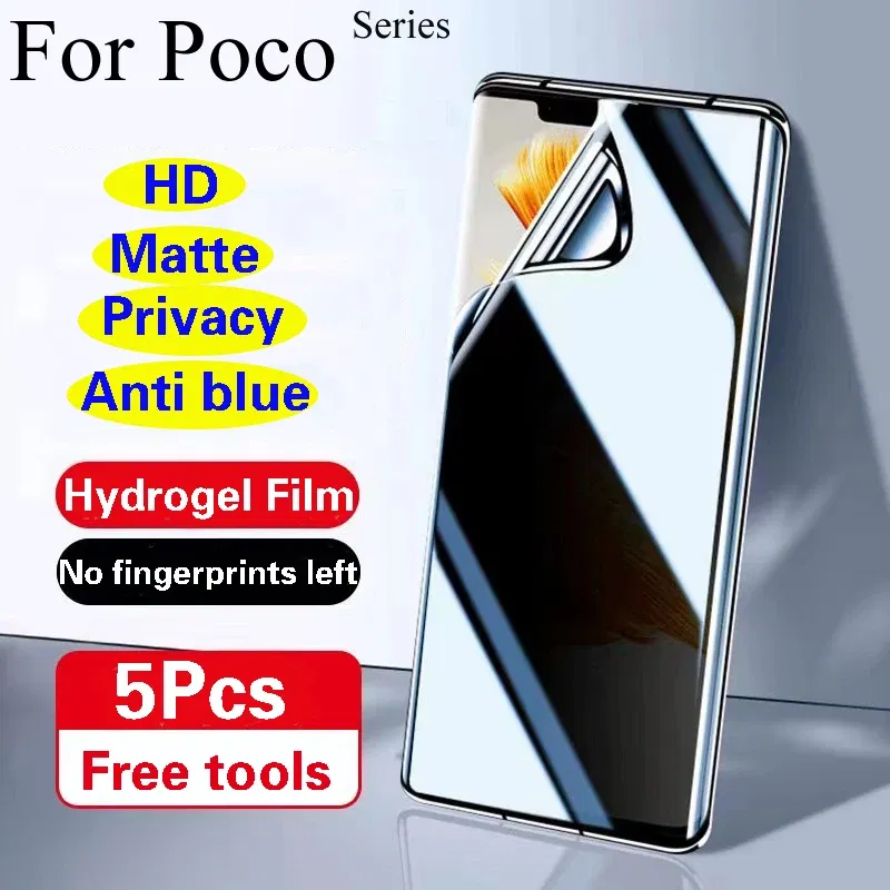 Bundle: 3 Pieces, Material: High Definition, Compatibility by Model: Poco x7 - F7Ultra Privacy Screen Protector For POCO X7 F7Pro Matte Hydrogel Film POCO F6 Pro X6Pro HD Anti Peeping F6 Soft Full Coverage
