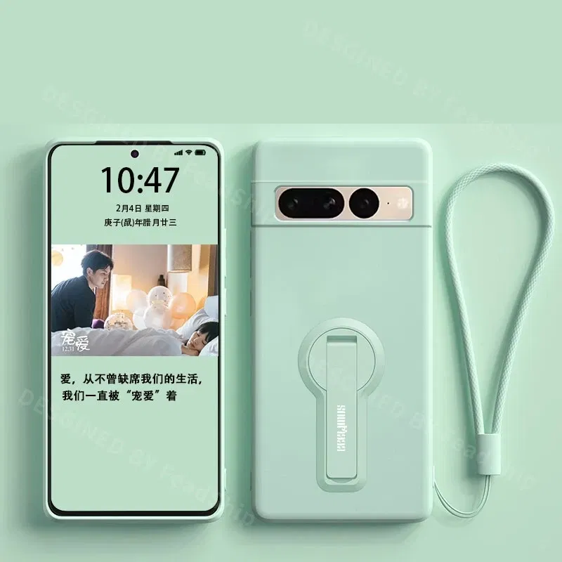Color: Blue, Material: EVA - Phone Case For Google Pixel 7 8 6 5 9 Pro XL Pixel 7A 6A 5A 8A 9A Soft Cover Silicone Case with Holder Stand Bracket Lanyard