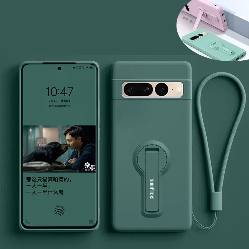 Color: Blue, Material: EVA - Phone Case For Google Pixel 7 8 6 5 9 Pro XL Pixel 7A 6A 5A 8A 9A Soft Cover Silicone Case with Holder Stand Bracket Lanyard
