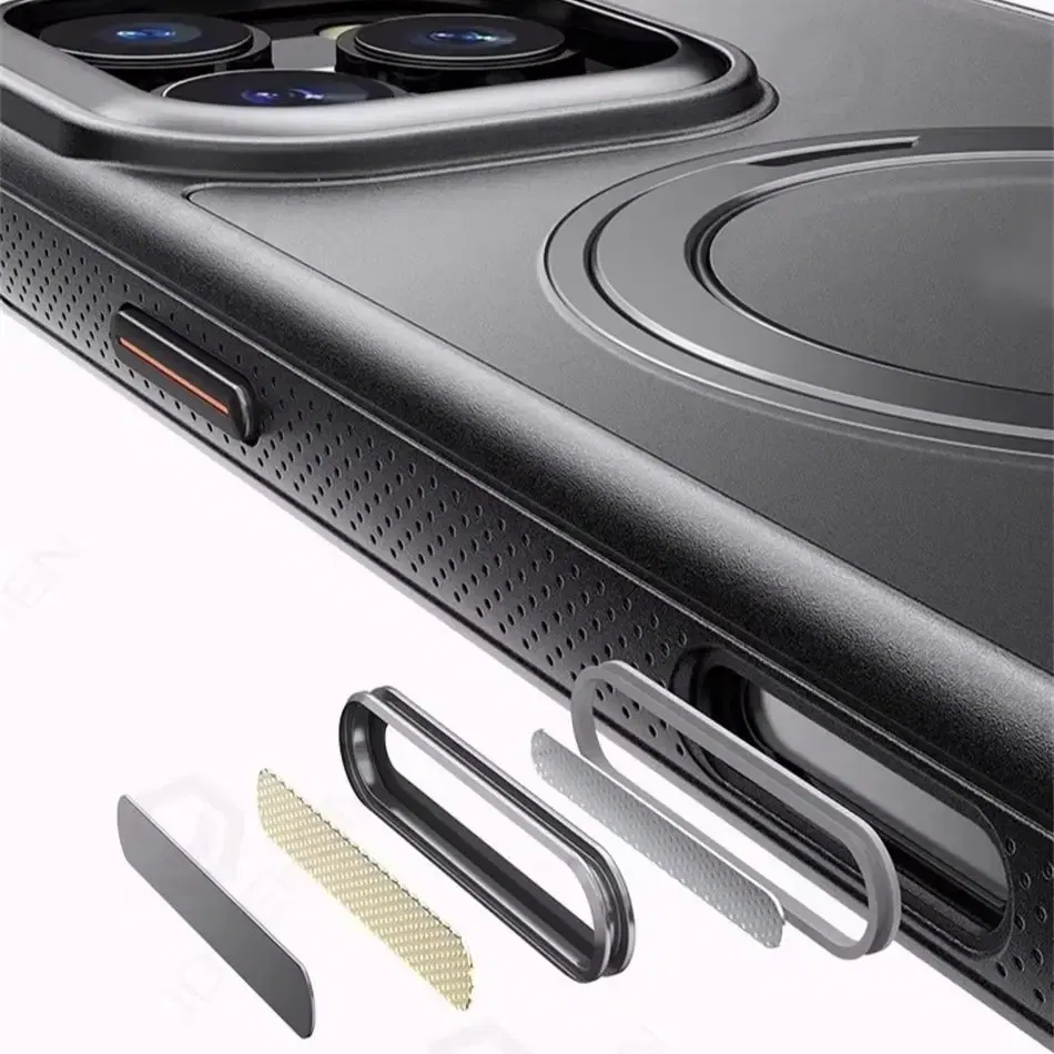 Color: Beige, Material: PC - 360?° Rotation Ring Stand Magnetic Case For iPhone 13 14 15 16 17 Pro Max 16E Matte Military Shockproof Armor Cover For Magsafe