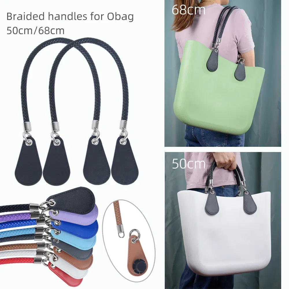 Color: Chocolate, Ships From: CHINA - New 1 pair Obag PU Woven braided leather Rope Handles straps round handlefor O Bag accessoires