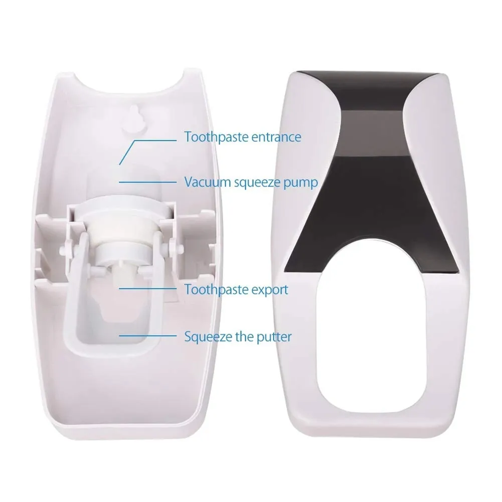 Color: Blue, Ships From: CHINA - Toothbrush Holder Automatic Toothpaste Dispenser Set Dustproof Sticky Suction Wall Mounted Toothpaste Squeezer Bathroom Holder