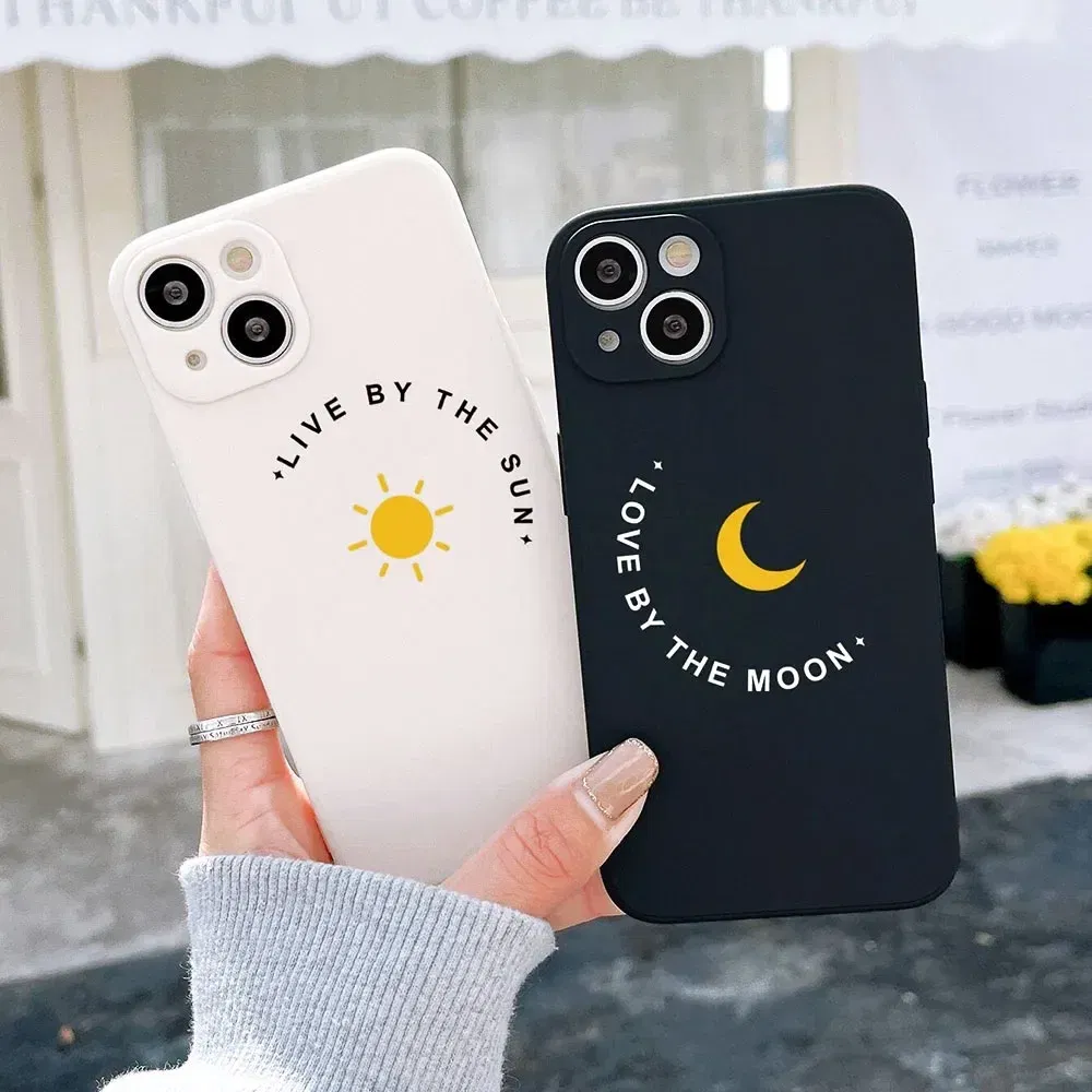 Color: green, Material: Vinyl - Couple Black and White Love Sun Moon Case For Samsung Galaxy S10 S20 S21 S22 S23 S24 FE Plus Ultra Note 20 Silicone Phone Case