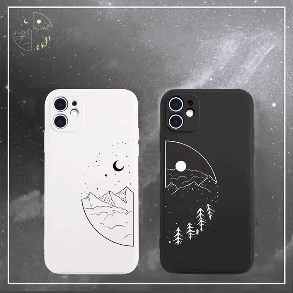 Color: green, Material: Vinyl - Couple Black and White Love Sun Moon Case For Samsung Galaxy S10 S20 S21 S22 S23 S24 FE Plus Ultra Note 20 Silicone Phone Case