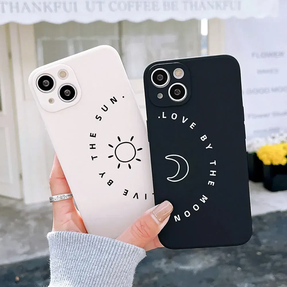 Color: green, Material: Vinyl - Couple Black and White Love Sun Moon Case For Samsung Galaxy S10 S20 S21 S22 S23 S24 FE Plus Ultra Note 20 Silicone Phone Case