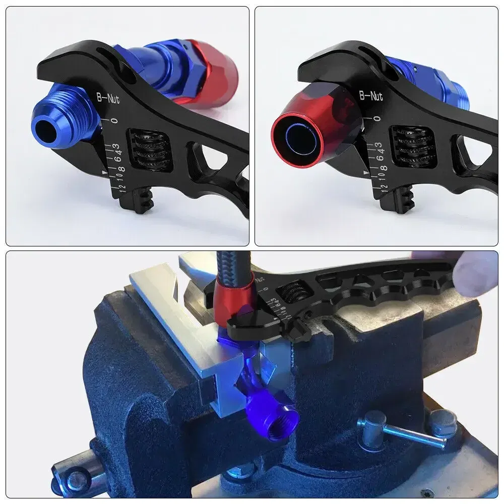 Color: black - Aluminum Adjustable Spanner Wrench Tool for Fuel Hose End Fitting 3AN to 12AN