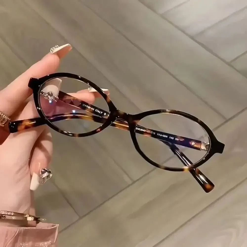Frame Color: WHITE - Y2K Retro Oval Frame Glasses Women Female Sweet Cool Eyewear Trend Reading Computer Anti Blue Light Eyeglasses