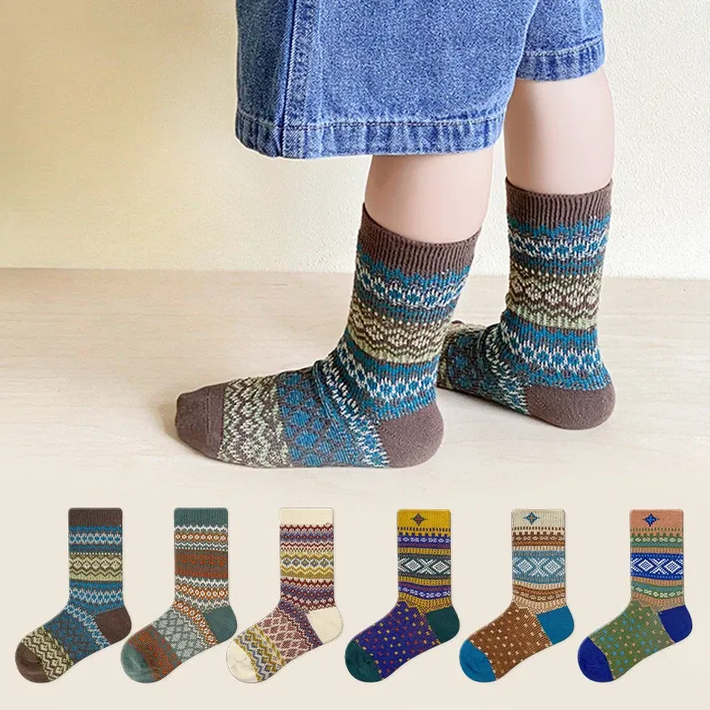 Color: Black, Size: 4-6T - Three Pairs of Spring and Autumn New Children's Double Needle Double Road Boneless Zero Line Combed Cotton Comfortable Socks