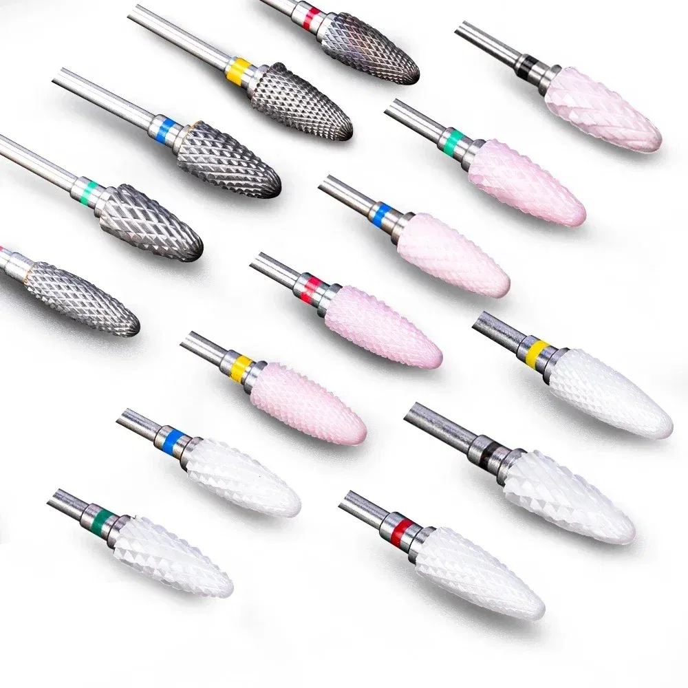 Color: Ivory - Ceramic Carbide Nail Drill Bit Rotate Burr Milling Nail Cutter Bits Electric Drill Machine For Manicure Pedicure Tools