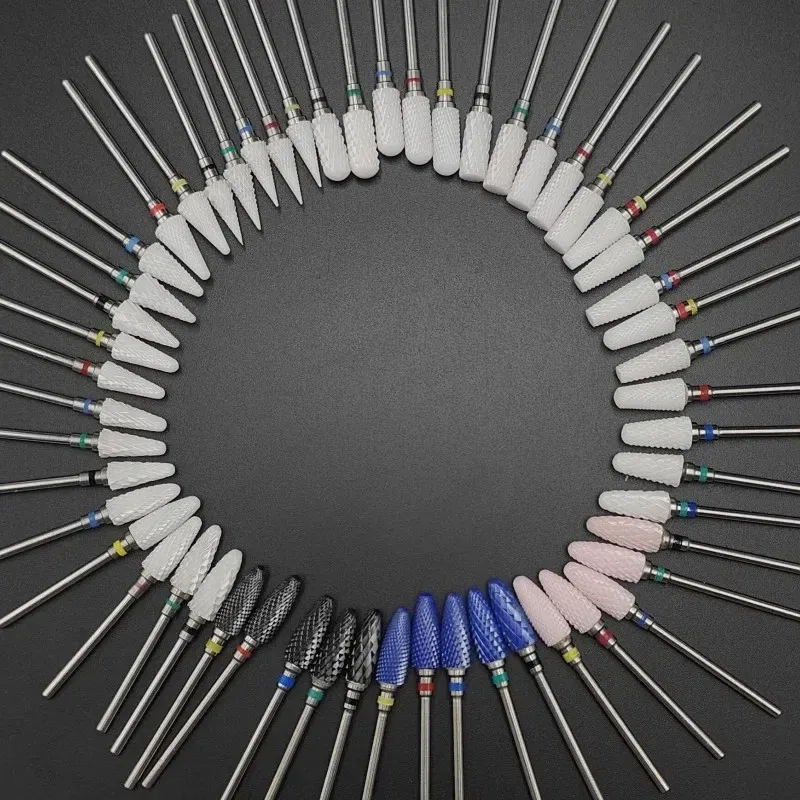 Color: Ivory - Ceramic Carbide Nail Drill Bit Rotate Burr Milling Nail Cutter Bits Electric Drill Machine For Manicure Pedicure Tools