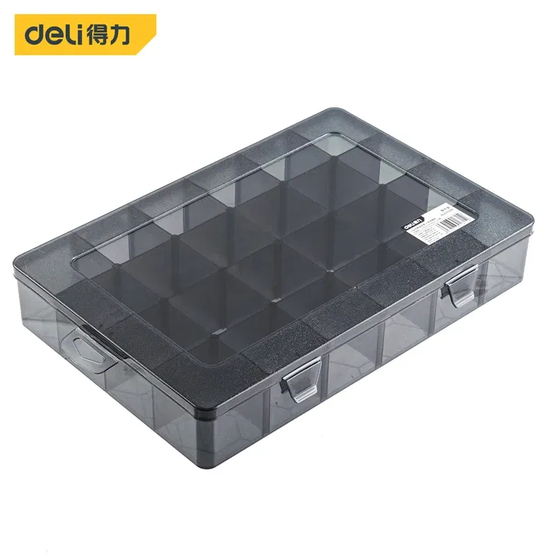 Color: Silver - 1Pcs Multi-lattice Slots Tool Case Storage Boxes Adjustable Transparent Tool Box Screw Craft Jewelry Accessories Organizer Box
