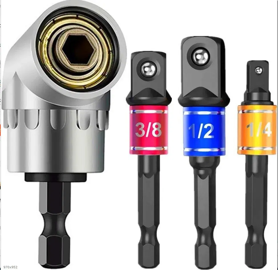 Color: indigo - Flexible Drill Extension Hex Shank Drill Nut Driver Bit Set Bendable Drill Bit Extension+ScrewdriverBit+Universal Socket Adapter