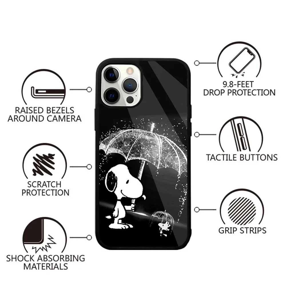 Color: Clear, Material: POLYESTER - Anime Cartoon-S-Snoopy-s Phone Case For iPhone 16,15,14,13,12,11,Plus,Pro,Max,Mini Magsafe Magnetic Wireless Charging